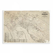 Archival reproduction print of the 1886 Stone’s Handy Street Map of Dunedin, New Zealand, showing detailed street layout and tram routes