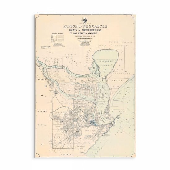 Detailed 1908 vintage map of Newcastle, NSW featuring the Parish of Newcastle, Hunter River, and Fullerton Cove in early 20th-century cartographic style.