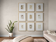 Set of nine monochrome human figure sketches — elegant, timeless artwork from Curat’d Walls.