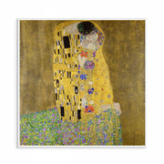 Unframed art print of The Kiss by Gustav Klimt shown on a plain white background