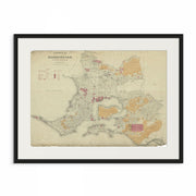 Vintage Map of Mornington County, Victoria - June 1883 Print | Historical Map Art | Classic 19th Century Cartography Black Frame Curat'd Walls