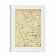 Timeless Melbourne Vintage Contours Map Print of Flemington and Inner West Melbourne - Classic Artwork Print from Curat'd Walls | White Frame