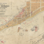 1949 print of the township map of Lakes Entrance, Victoria, highlighting historic streets and waterways near the Gippsland Lakes 