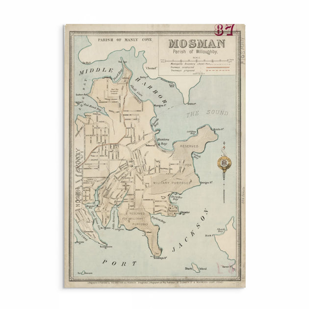 Moolmans Map Vintage Map of Mosman, Sydney's North Shore | Curat'd Walls