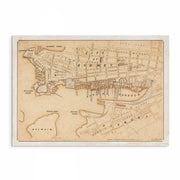 Vintage map of Darling Harbour and Sydney CBD circa 1900 showing wharves, shipyards, and early city streets