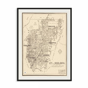 Vintage 1970s Heidelberg Area Map | Melbourne Historic City Map Print | Heritage Collection | Curat'd Walls Exclusive | Classic Melbourne Wall 