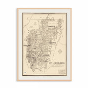 Vintage 1970s Heidelberg Area Map | Melbourne Historic City Map Print | Heritage Collection | Curat'd Walls Exclusive | Classic Melbourne Wall 