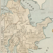 Vintage map of Mosman on Sydney's North Shore circa late 1800's