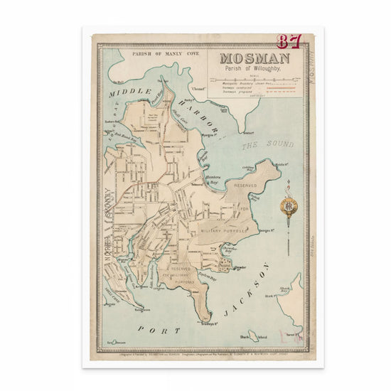 Vintage North Shore, Sydney Map Print 