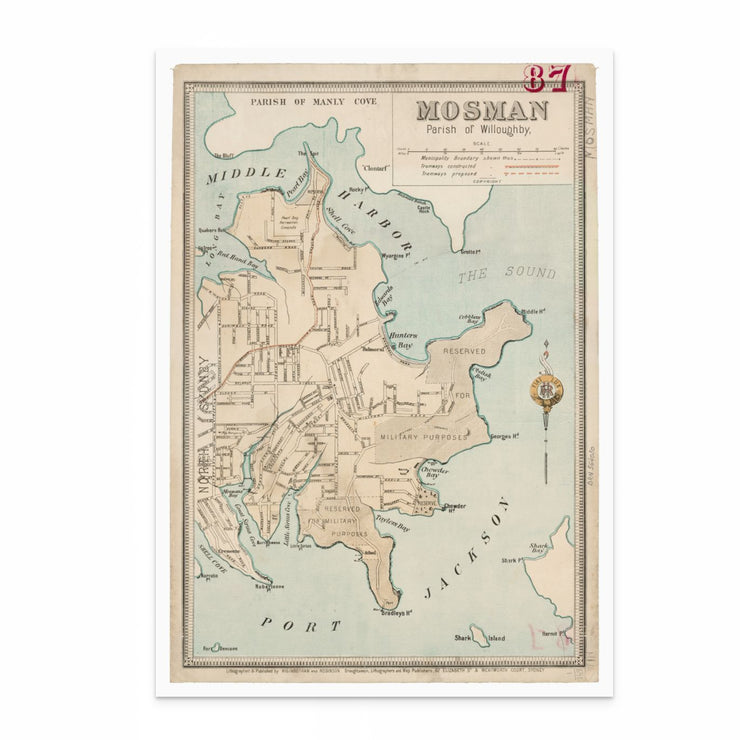 Vintage North Shore, Sydney Map Print 