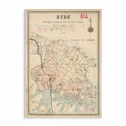 Vintage map of the Ryde district circa 1885–1890 showing Ryde, Hunters Hill, Five Dock, Homebush, and the Parramatta River