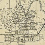 Vintage street map of Wagga Wagga, NSW, circa 1922, showing early streets, public buildings, and undeveloped land