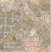 Archival reproduction print of a historical map of Wangaratta, Victoria, showing early roads, rivers, and township divisions