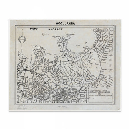 Exclusive 1929 Woollahra Map | Vintage Eastern Suburbs Map Print | Historic Woollahra Print| Curat'd Walls Black