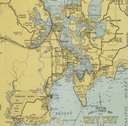 Vintage Map of Woy Woy and District, Central Coast NSW Border