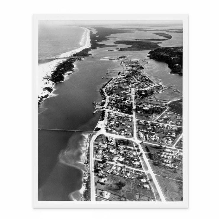 Vintage 1950's aerial black and white photograph of Lakes Entrance, Victoria, from Curat'd Walls