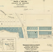 1905 Brunswick Estate Plan of Subdivision labelled “For Workmen’s Homes,” showing early streets and allotments in Brunswick, Melbourne