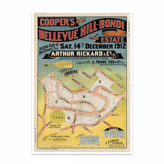 Vintage Bellevue Hill land subdivision real estate ad, 1912 by curat'd walls