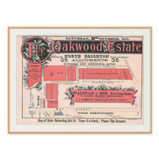 Vintage real estate auction advertisement print from 1888, showcasing North Brighton, Melbourne. Captures the historical essence of North Brighton during the era unveiled oak frame
