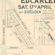 Historic Real Estate subdivision survey print of Elsternwick, Edcarleigh Estate, 1800's, detailed view.