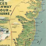 Vintage map showing the drive from Sydney to Mount Kosciuszko via the South Coast & Princes Highway, published by Balmain Bros (Bega) Ltd circa 1927.