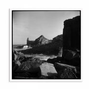 Max Dupain 3-piece Kiama Beach print set: rockpool with crashing surf, calm night bay, jagged coastline and strong surf.