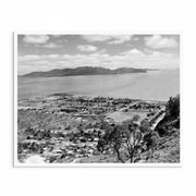 Set of 2 Black and White 1950s Aerial Photographs of Townsville – Vintage Coastal Views with Magnetic Island