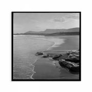 Set of four 1950s black and white photo prints of Austinmer beach, South Coast NSW, featuring natural landscapes and minimal coastal composition