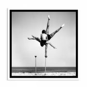 1940s Beach Acrobat Prints by George Caddy – Vintage Black & White Photography of Bondi Beach