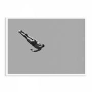 Three Black and white photo prints of divers performing a display at Lane Cove National Park, Sydney, 1950s 