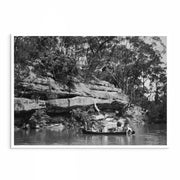 Three Black and white photo prints of divers performing a display at Lane Cove National Park, Sydney, 1950s