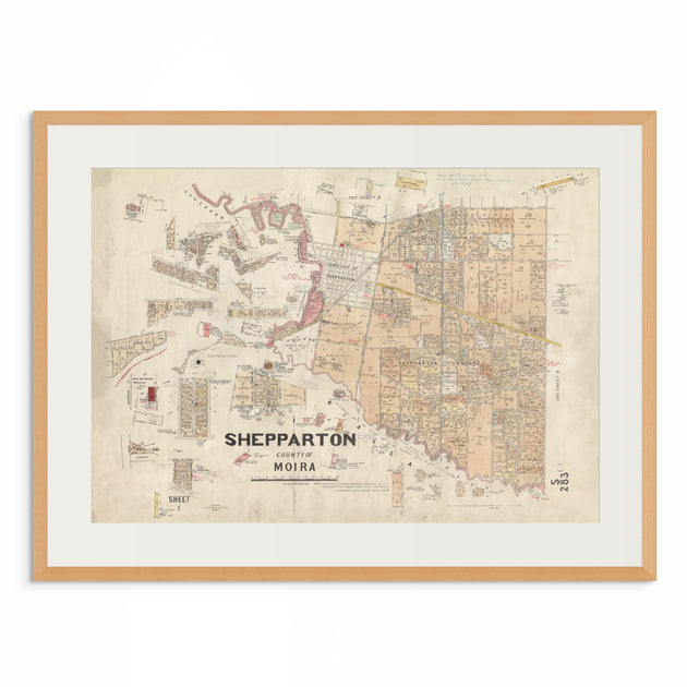 Shepparton Postcode Shepparton Historic Township Map Print 1946 – Curat'd Walls