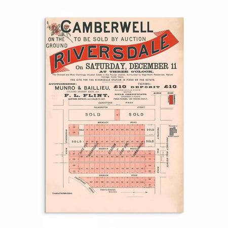 Vintage Camberwell Riversdale Estate Real Estate Auction Print No Frame from Curat'd Walls